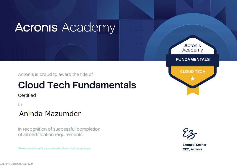 Acronis Cloud Tech Fundamentals